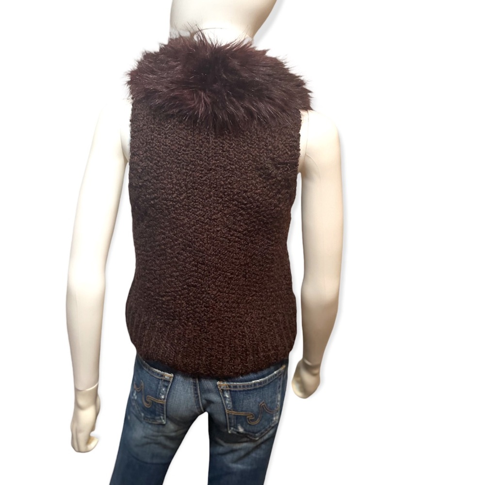 Ann Taylor Loft Blackberry faux fur collar sweater vest - Picture 4 of 5